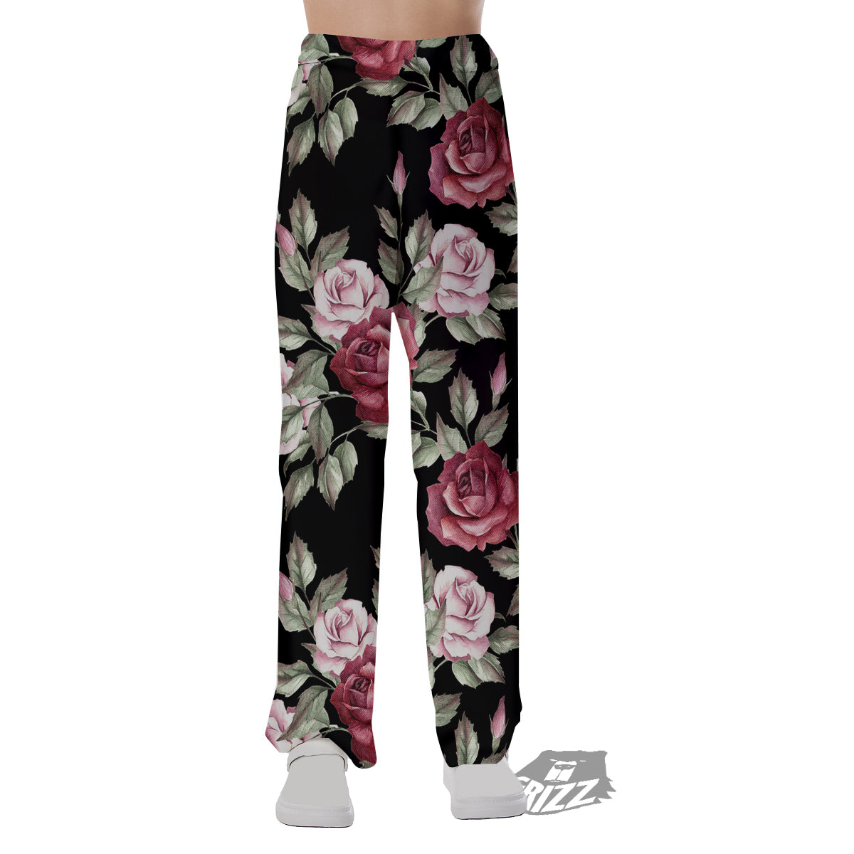 Rose Valentine's Day Print Pattern Pajama Pants-grizzshop