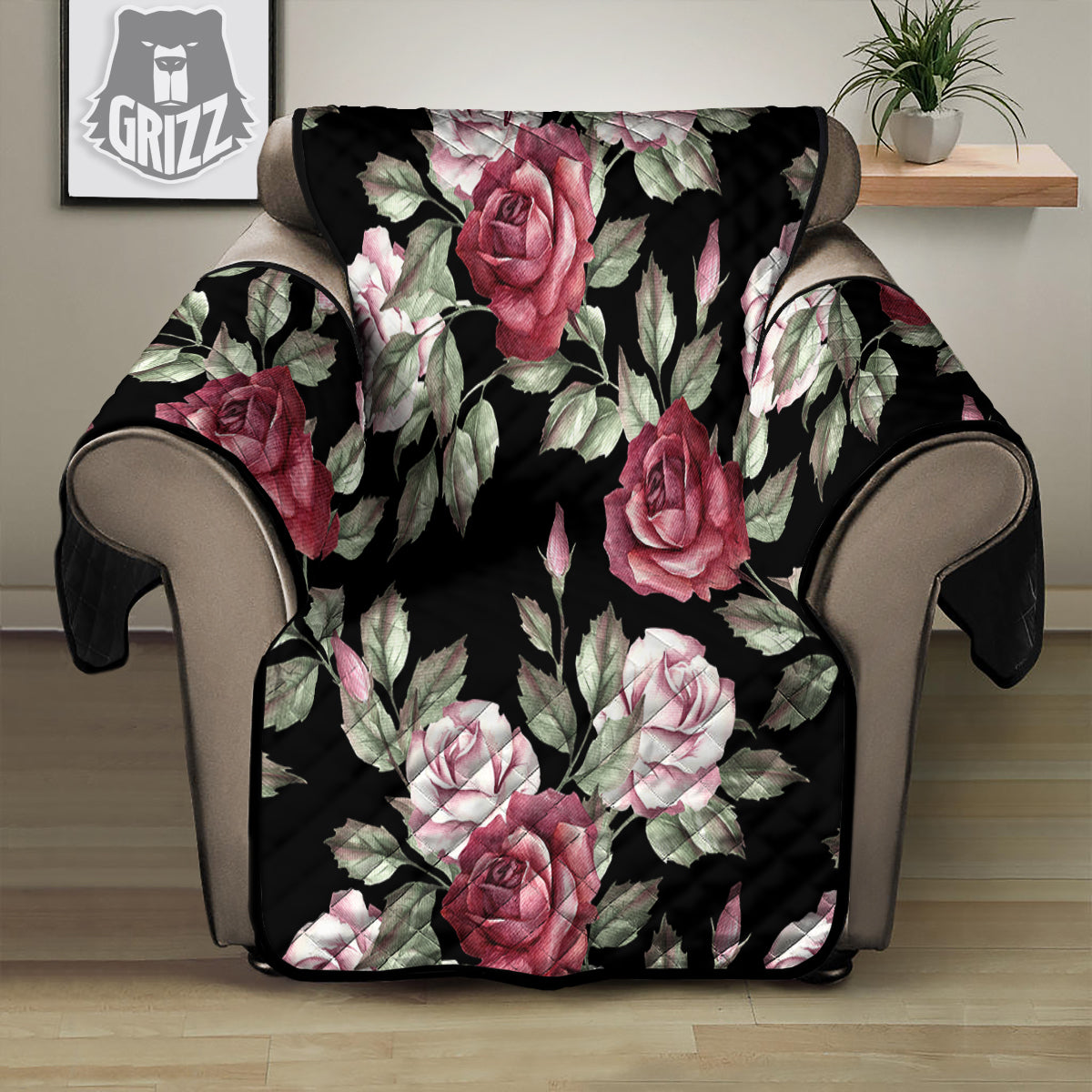 Rose Valentine's Day Print Pattern Recliner Protector-grizzshop