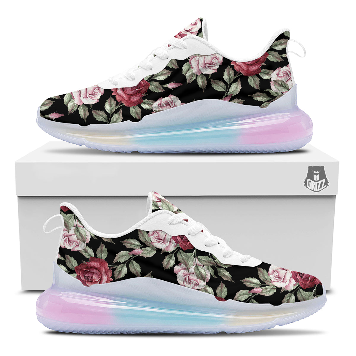 Rose Valentine's Day Print Pattern Running Sneakers-grizzshop