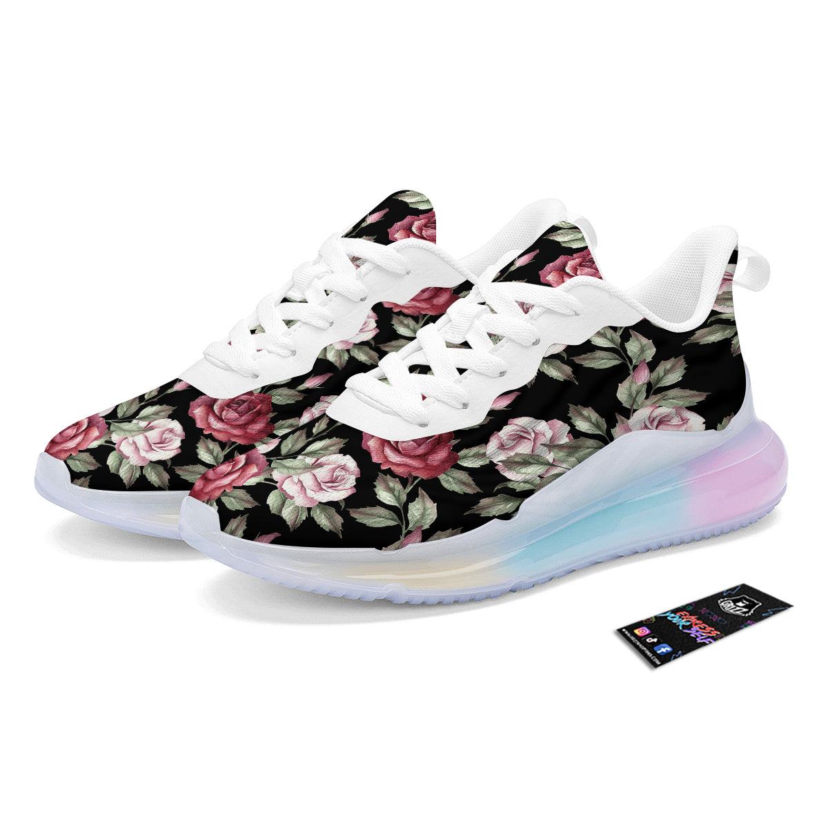 Rose Valentine's Day Print Pattern Running Sneakers-grizzshop