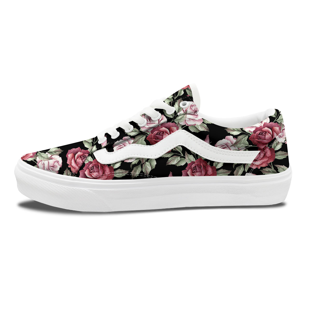 Rose Valentine's Day Print Pattern Skate Shoes-grizzshop