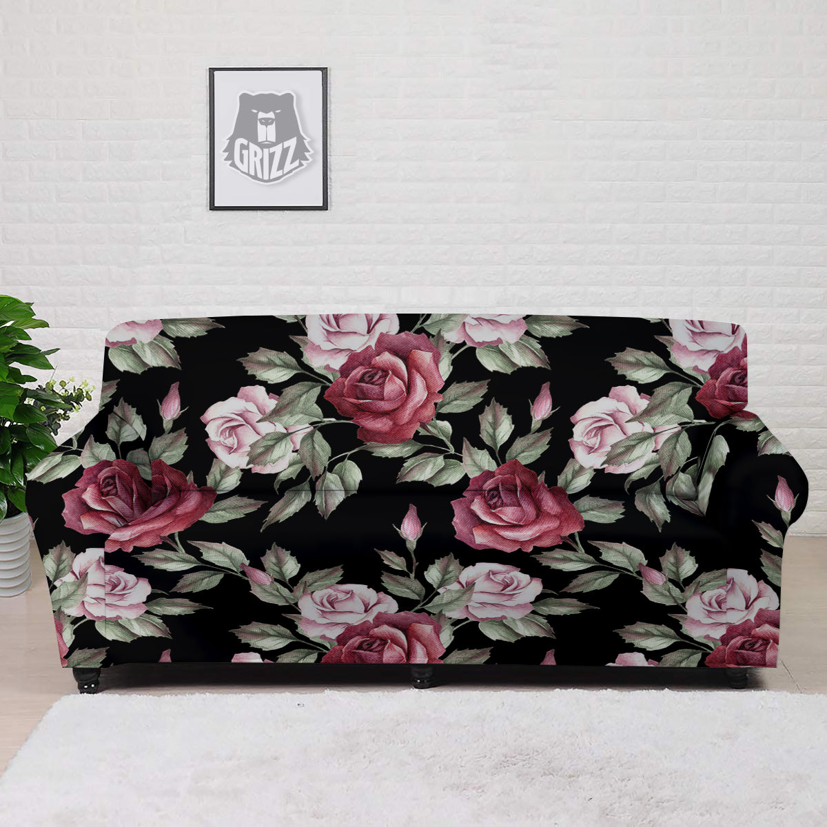 Rose Valentine's Day Print Pattern Sofa Cover-grizzshop