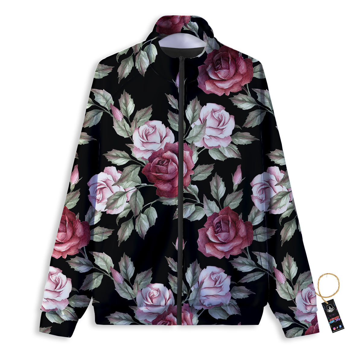 Rose Valentine's Day Print Pattern Track Jacket-grizzshop