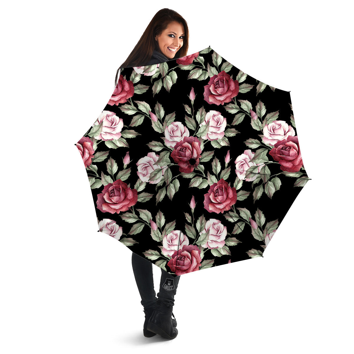 Rose Valentine's Day Print Pattern Umbrella-grizzshop