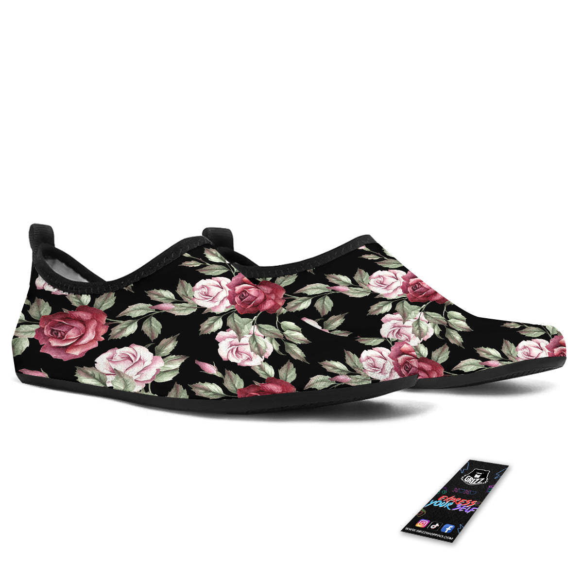 Rose Valentine's Day Print Pattern Water Shoes-grizzshop