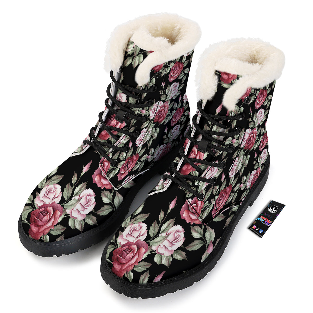 Rose Valentine's Day Print Pattern Winter Boots-grizzshop