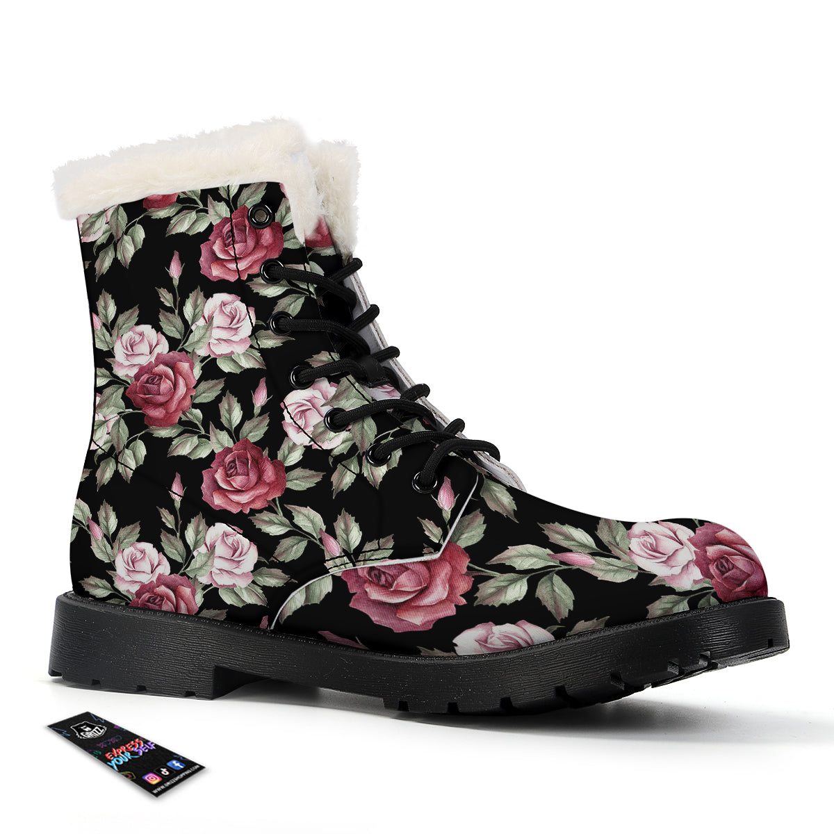 Rose Valentine's Day Print Pattern Winter Boots-grizzshop