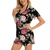 Rose Valentine's Day Print Pattern Women Silk Pajamas-grizzshop