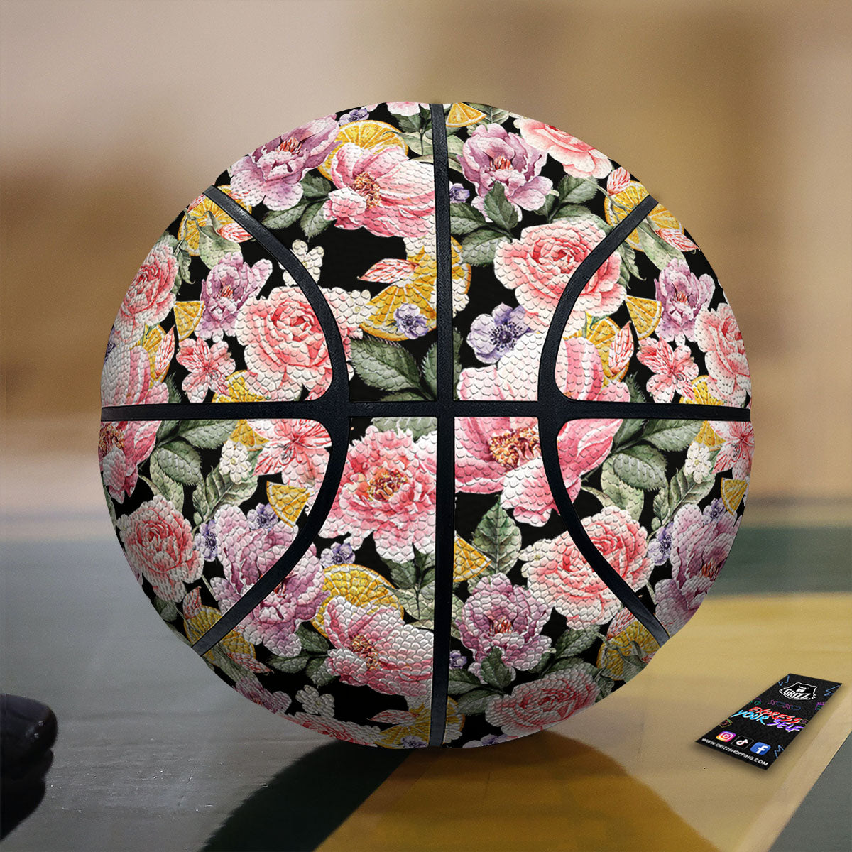 Rose Vintage Print Pattern Basketball