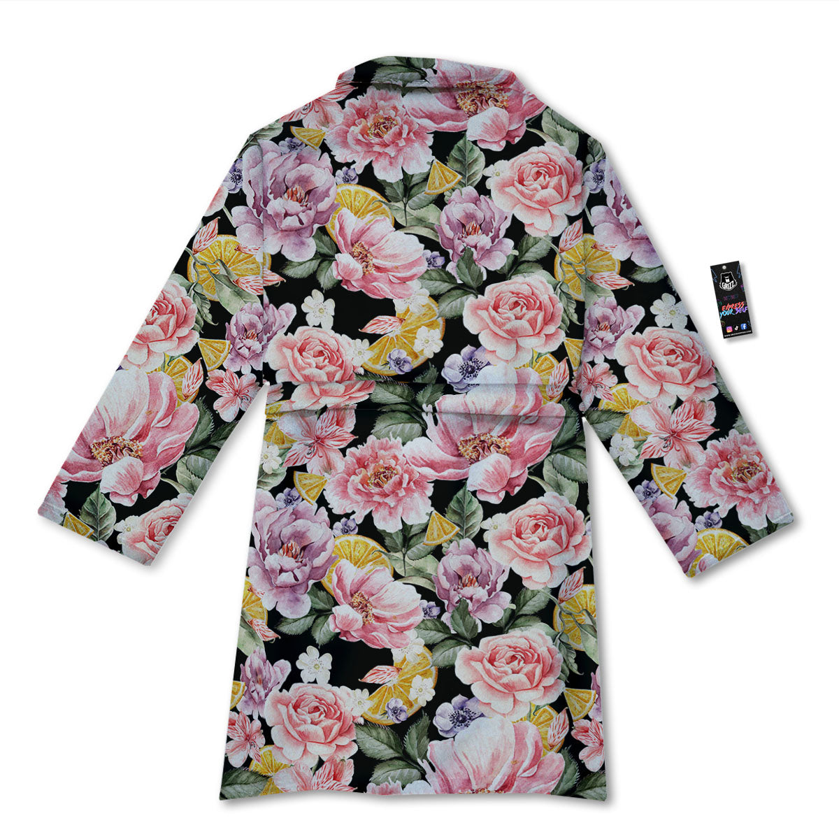 Rose Vintage Print Pattern Bathrobe-grizzshop