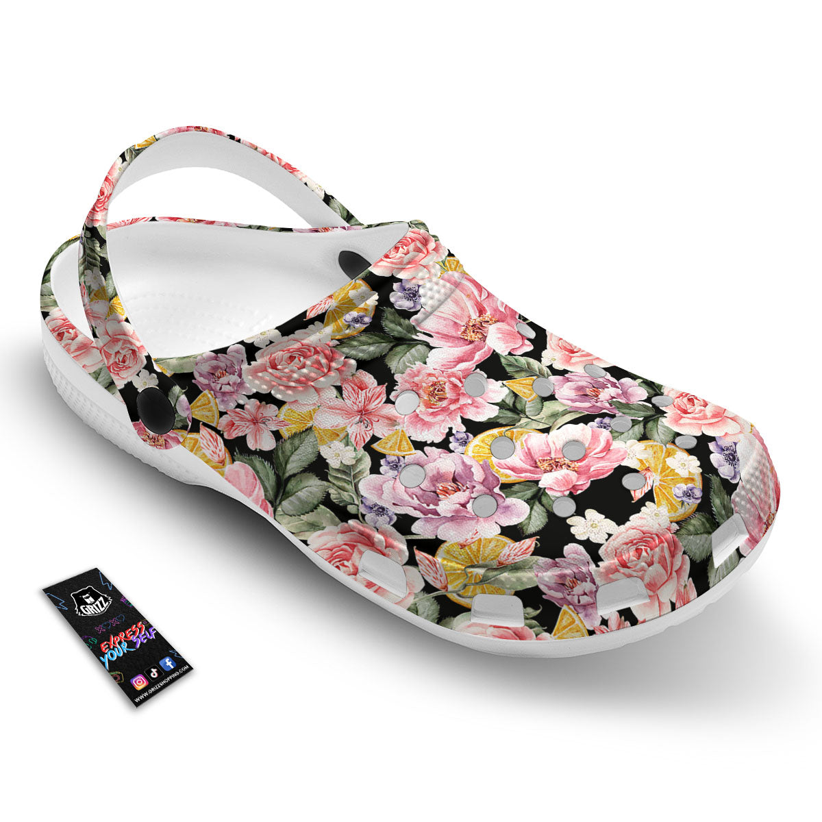 Rose Vintage Print Pattern Clog-grizzshop