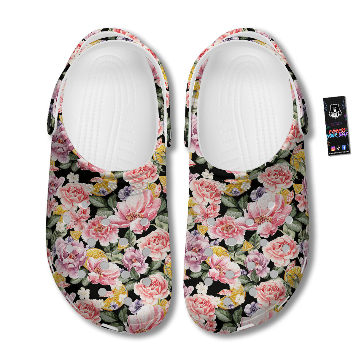Rose Vintage Print Pattern Clog-grizzshop
