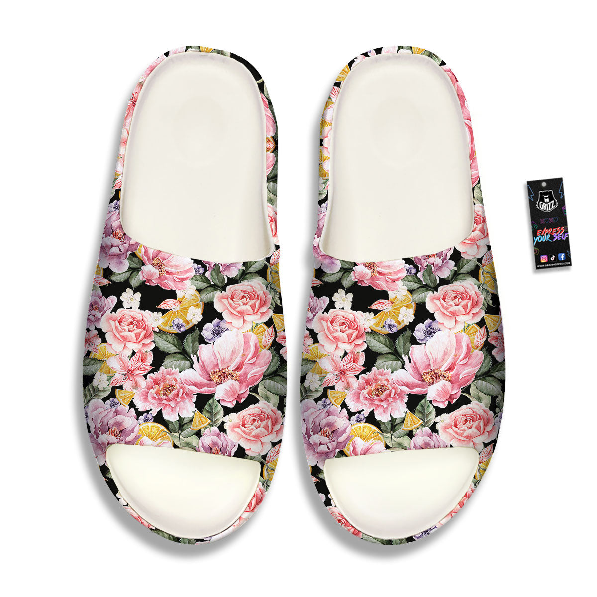 Rose Vintage Print Pattern Sandals-grizzshop