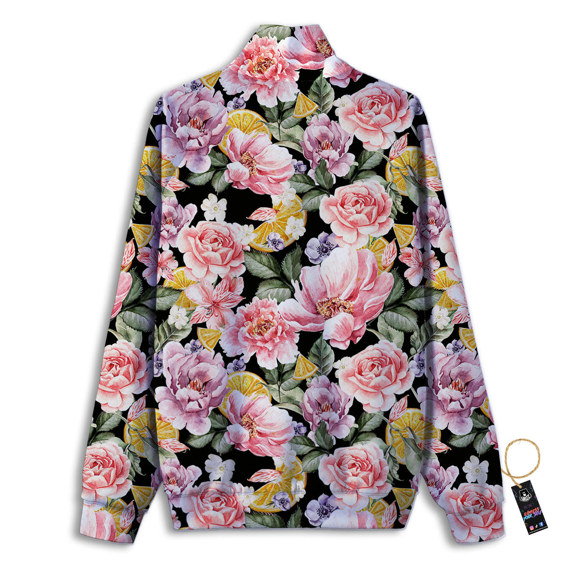 Rose Vintage Print Pattern Track Jacket-grizzshop