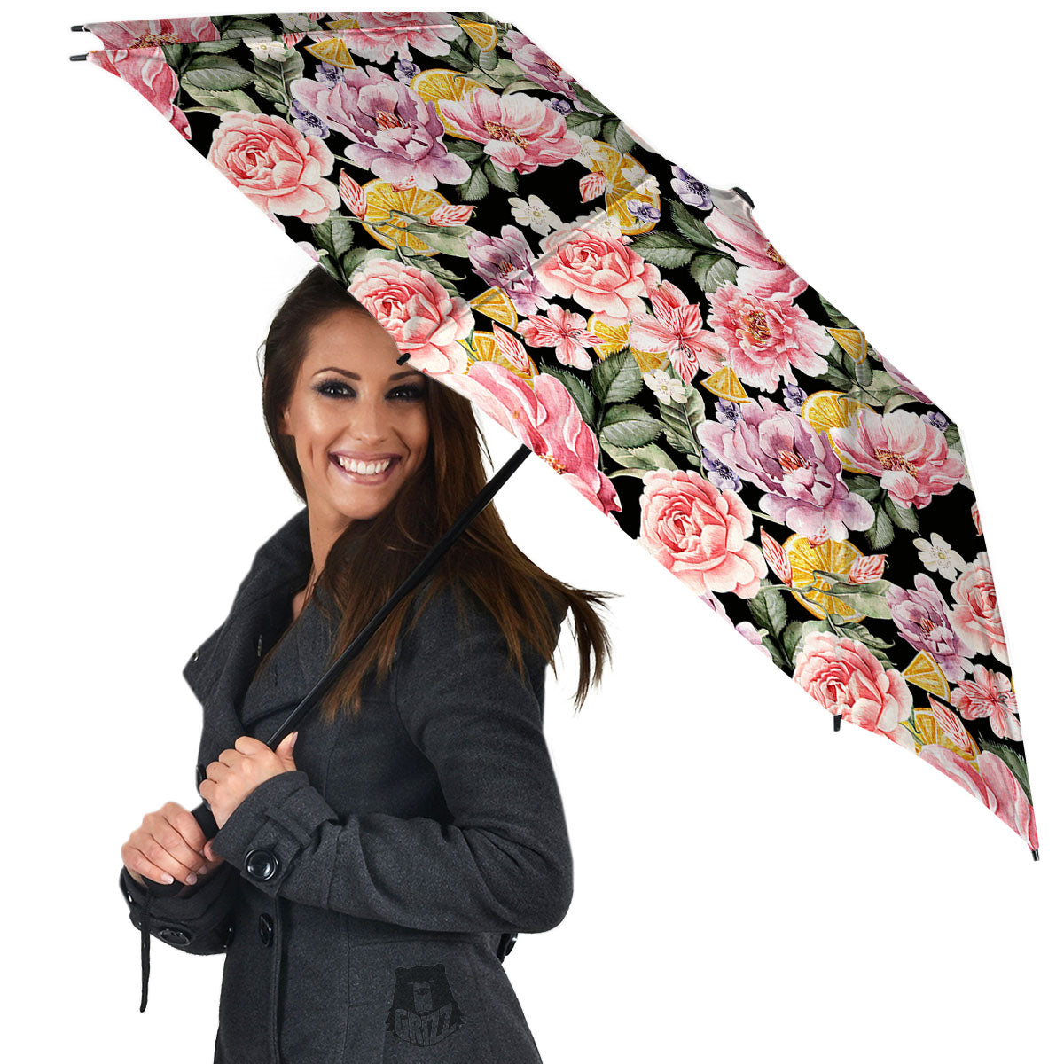 Rose Vintage Print Pattern Umbrella-grizzshop