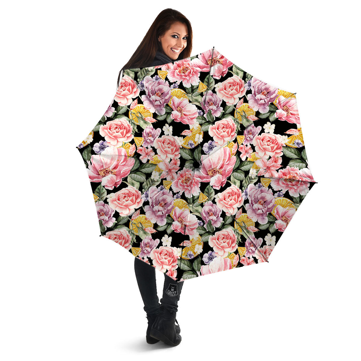 Rose Vintage Print Pattern Umbrella-grizzshop