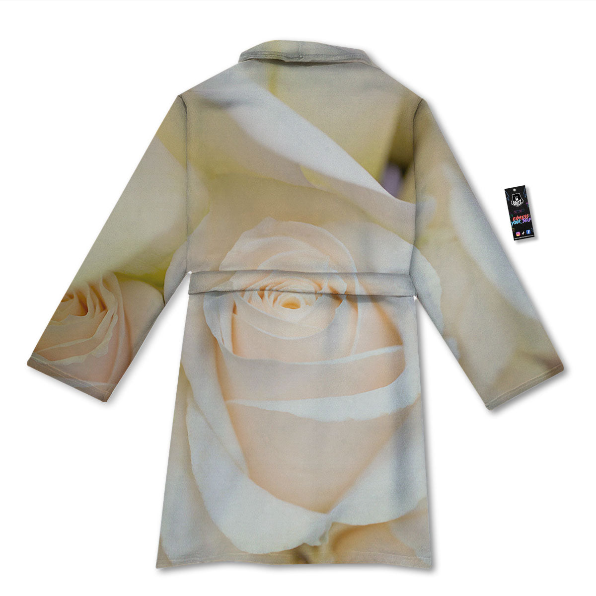 Rose White Print Bathrobe-grizzshop