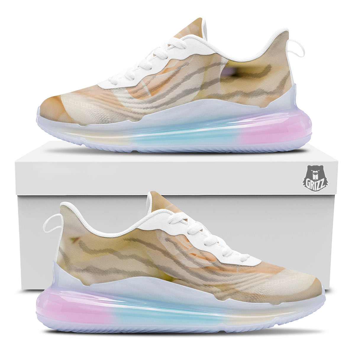 Rose White Print Running Sneakers-grizzshop