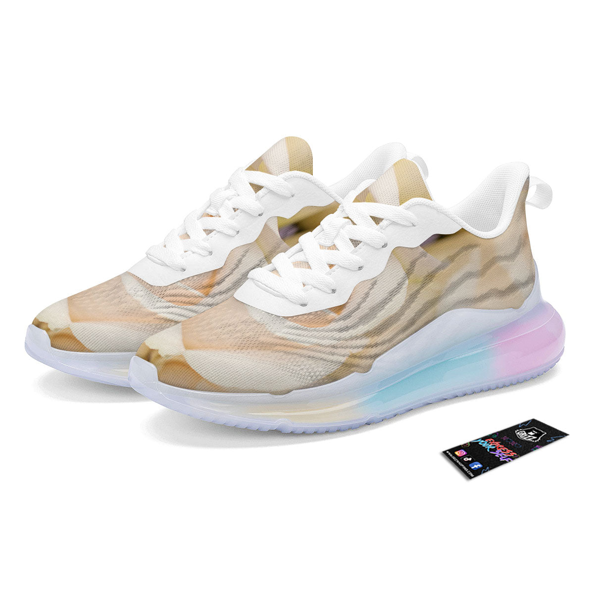 Rose White Print Running Sneakers-grizzshop