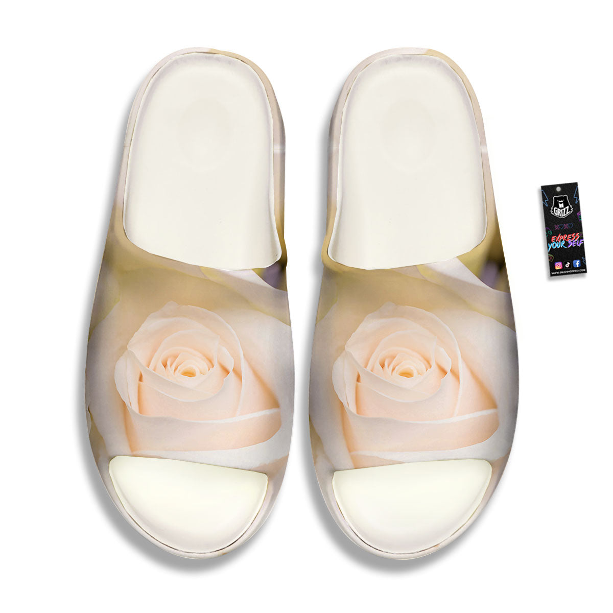 Rose White Print Sandals-grizzshop