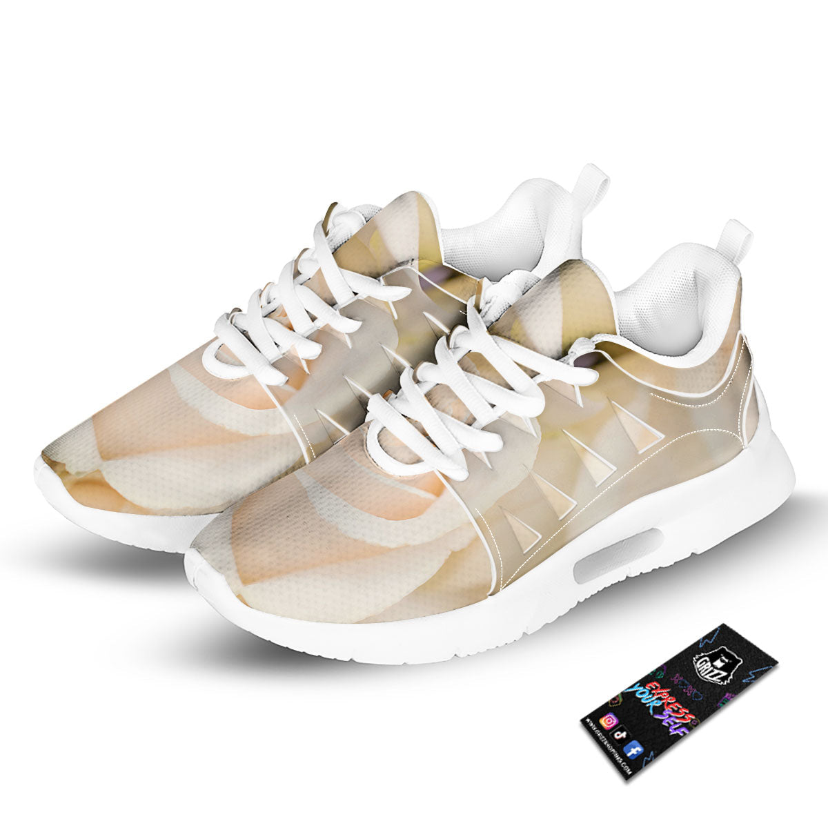 Rose White Print Tennis Shoes-grizzshop