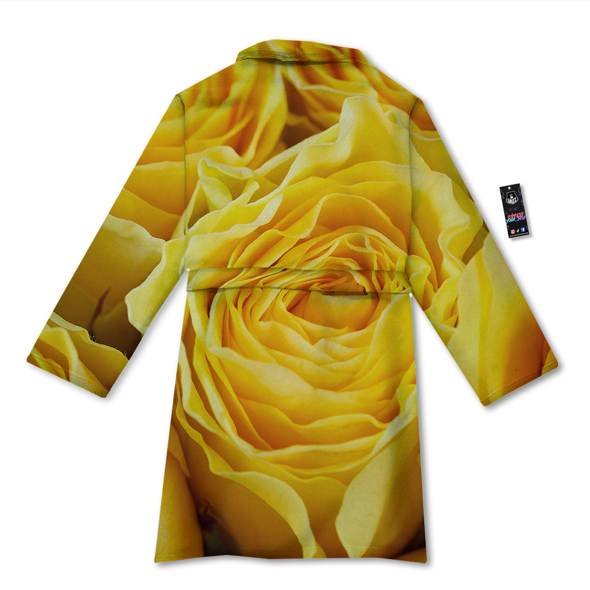 Rose Yellow Print Bathrobe-grizzshop