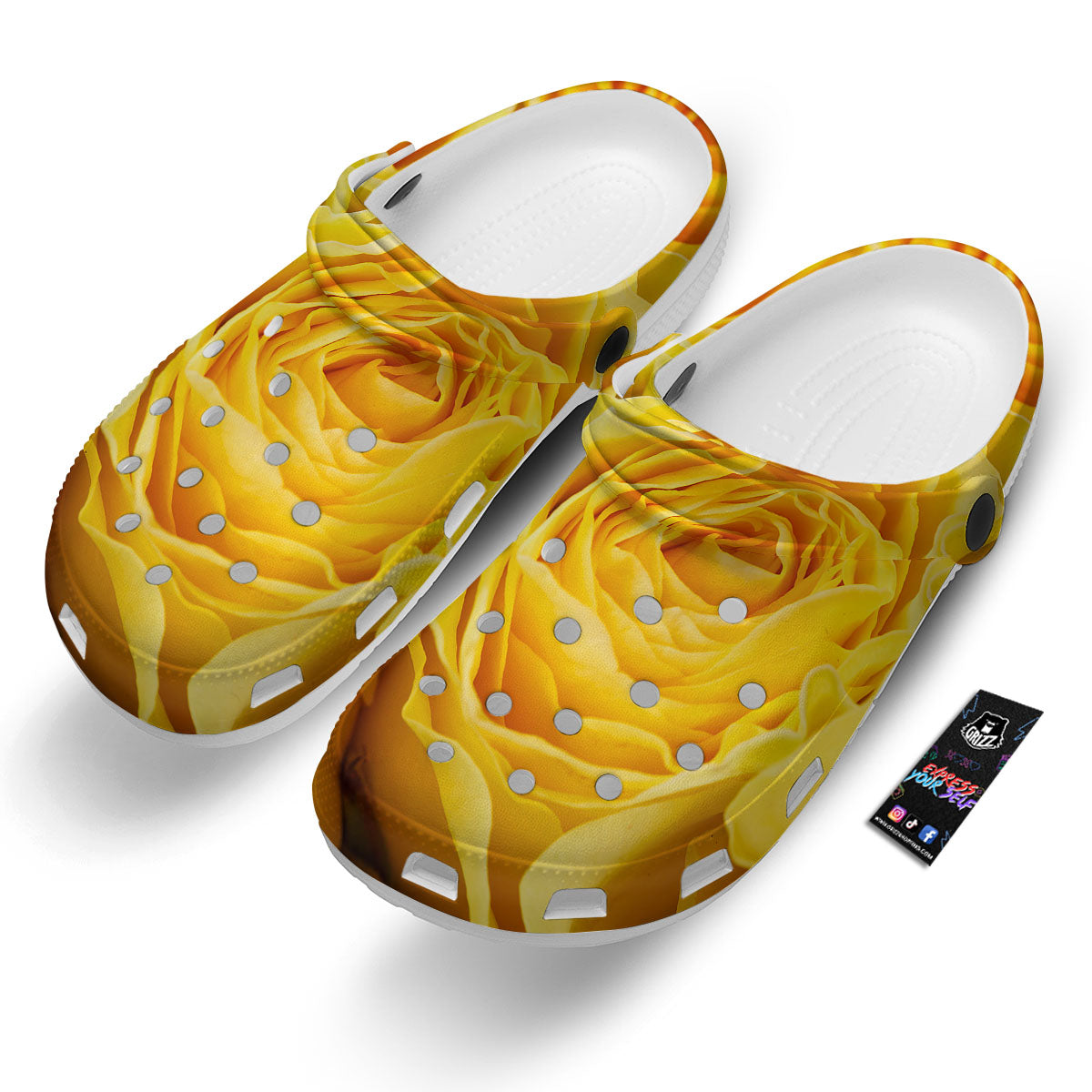 Rose Yellow Print Clog-grizzshop