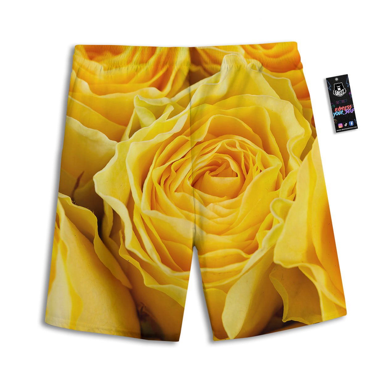 Rose Yellow Print Men's Athletic Shorts