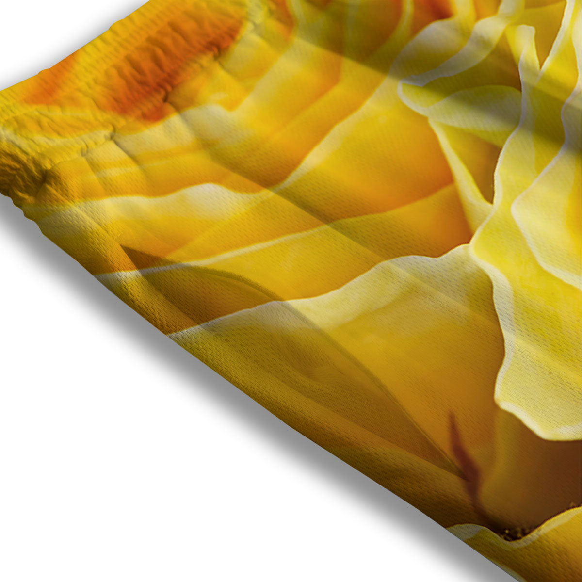 Rose Yellow Print Mesh Shorts