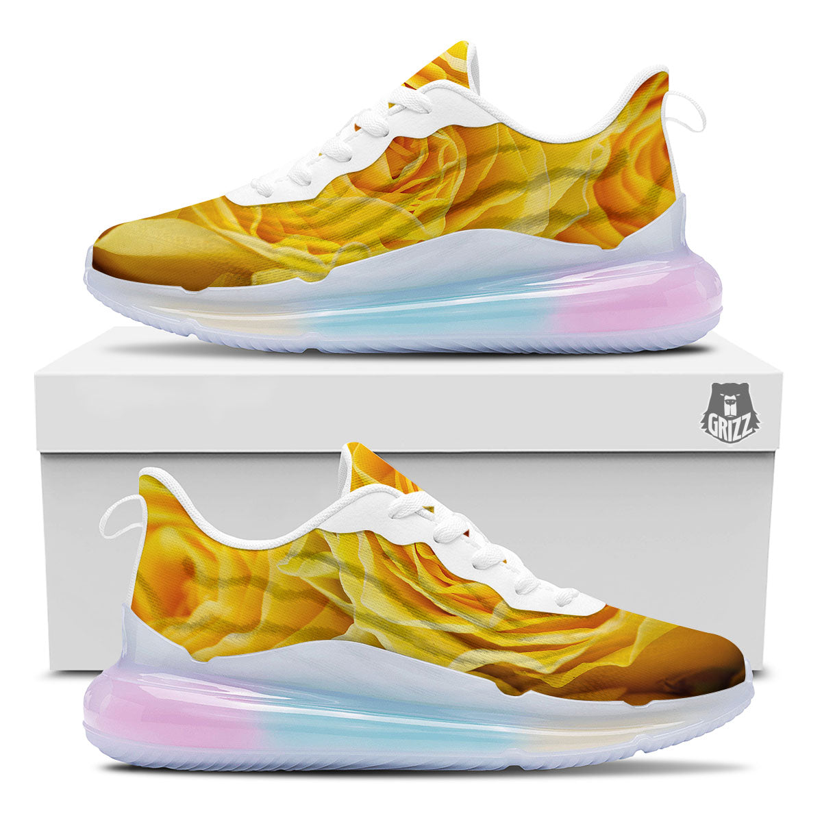 Rose Yellow Print Running Sneakers-grizzshop