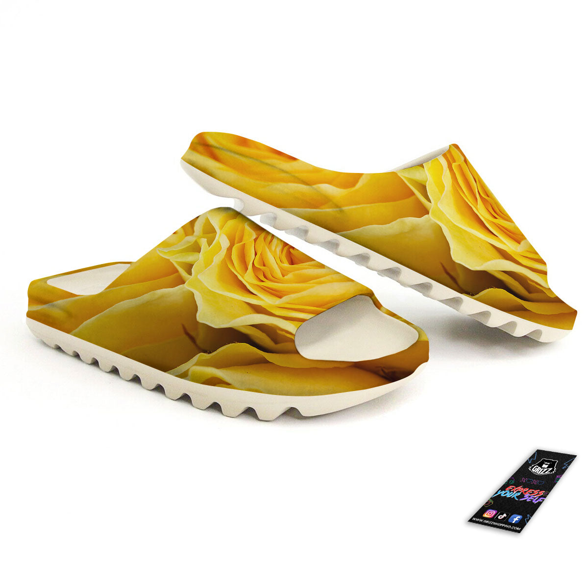 Rose Yellow Print Sandals-grizzshop