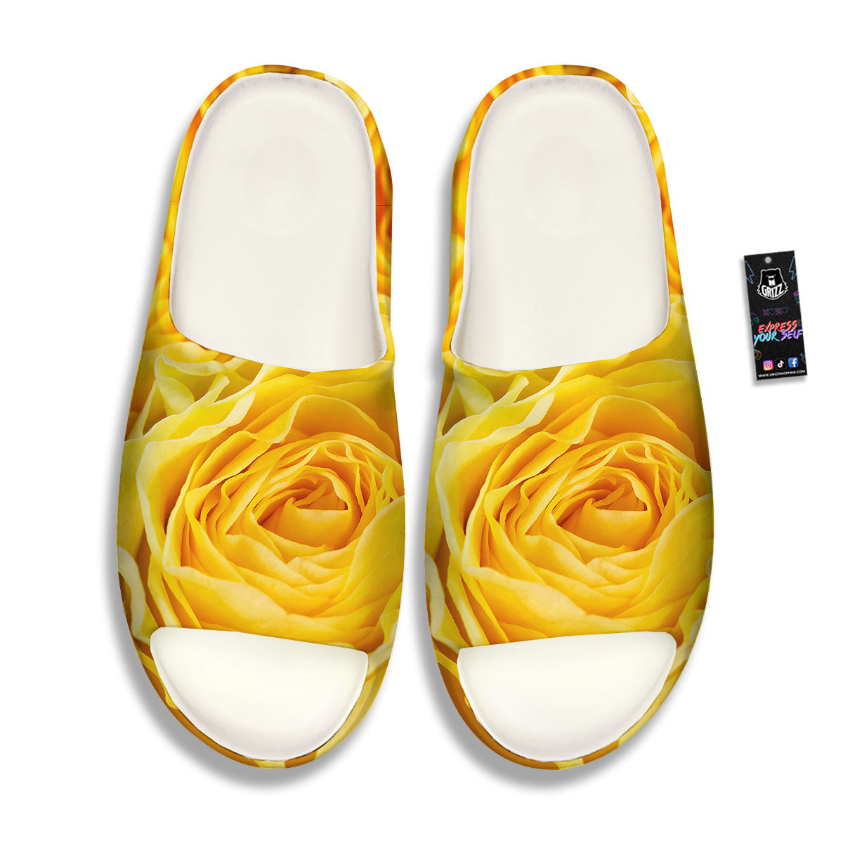 Rose Yellow Print Sandals-grizzshop