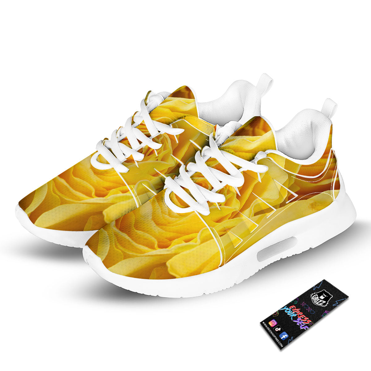 Rose Yellow Print Tennis Shoes-grizzshop