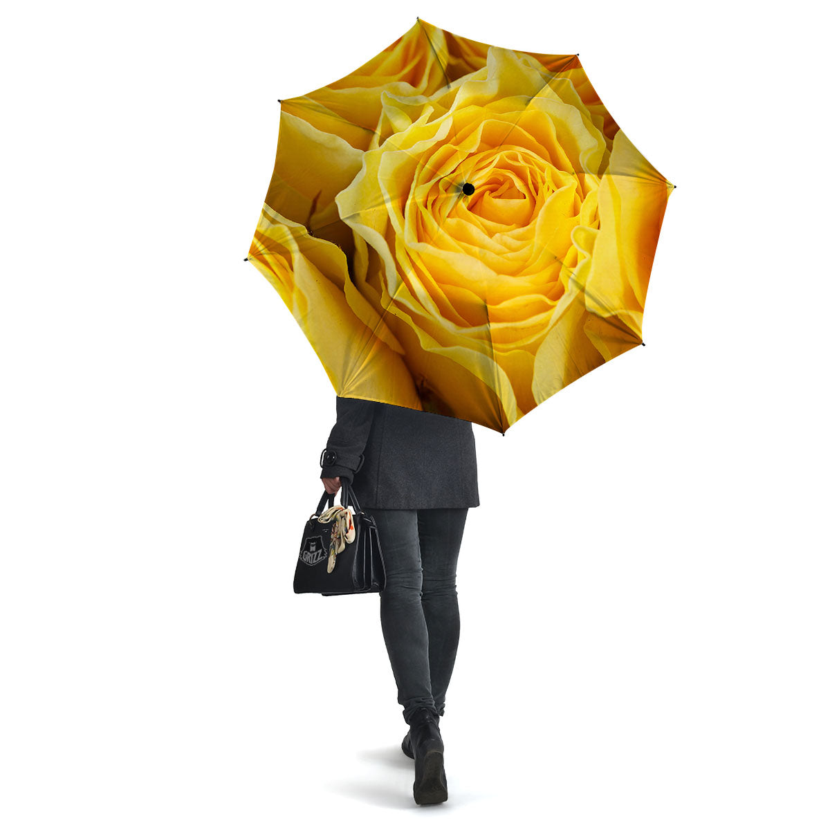 Rose Yellow Print Umbrella-grizzshop