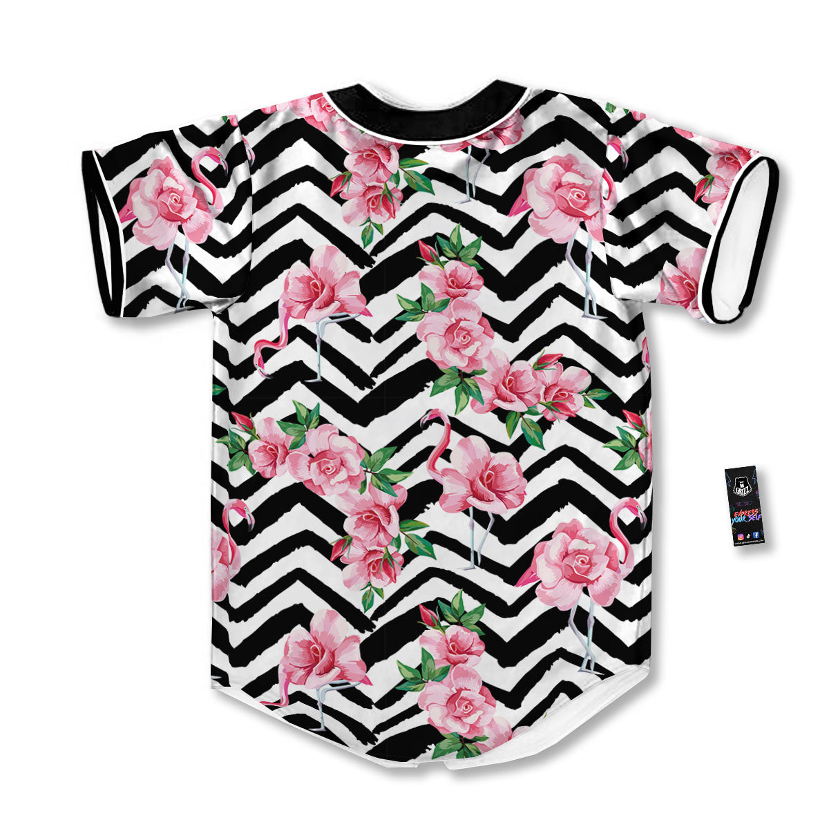 Rose Zigzag Pink Print Pattern Baseball Jersey-grizzshop