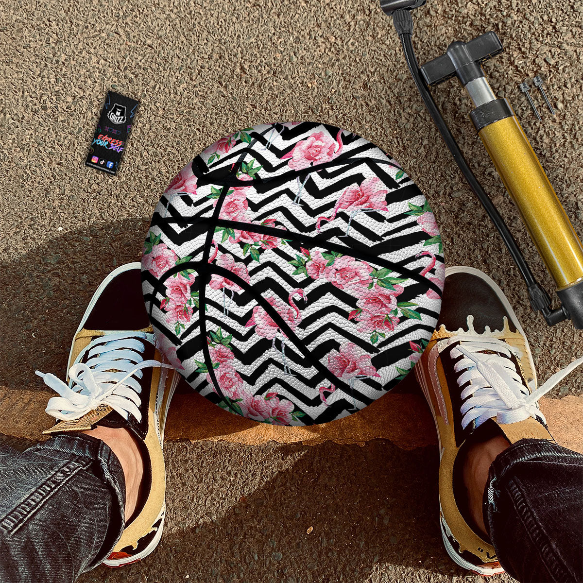 Rose Zigzag Pink Print Pattern Basketball-grizzshop