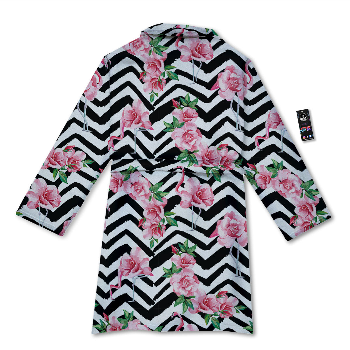 Rose Zigzag Pink Print Pattern Bathrobe-grizzshop