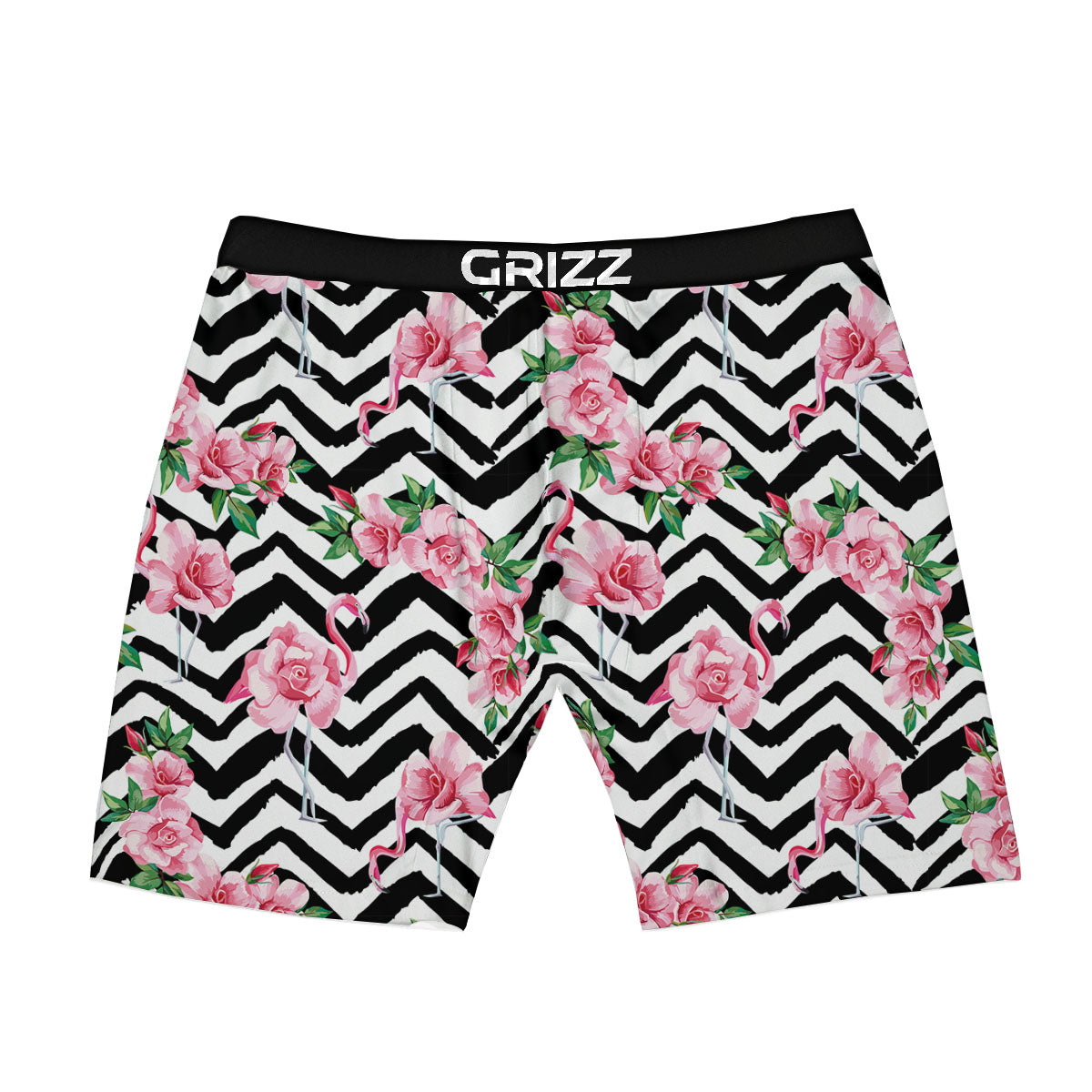 Rose Zigzag Pink Print Pattern Boxer Briefs-grizzshop