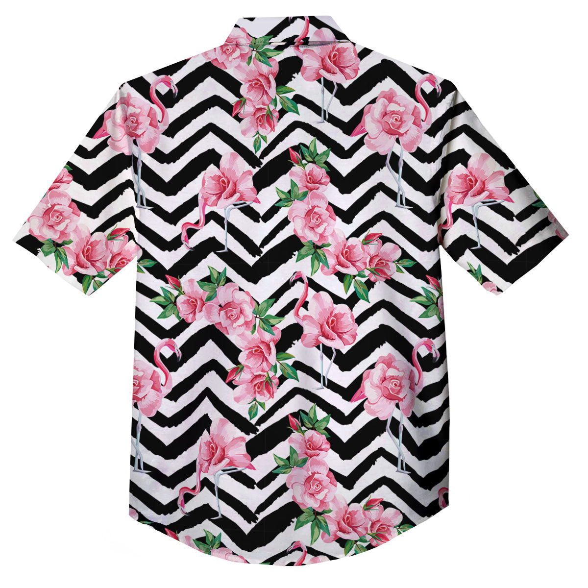 Rose Zigzag Pink Print Pattern Button Up Shirt-grizzshop