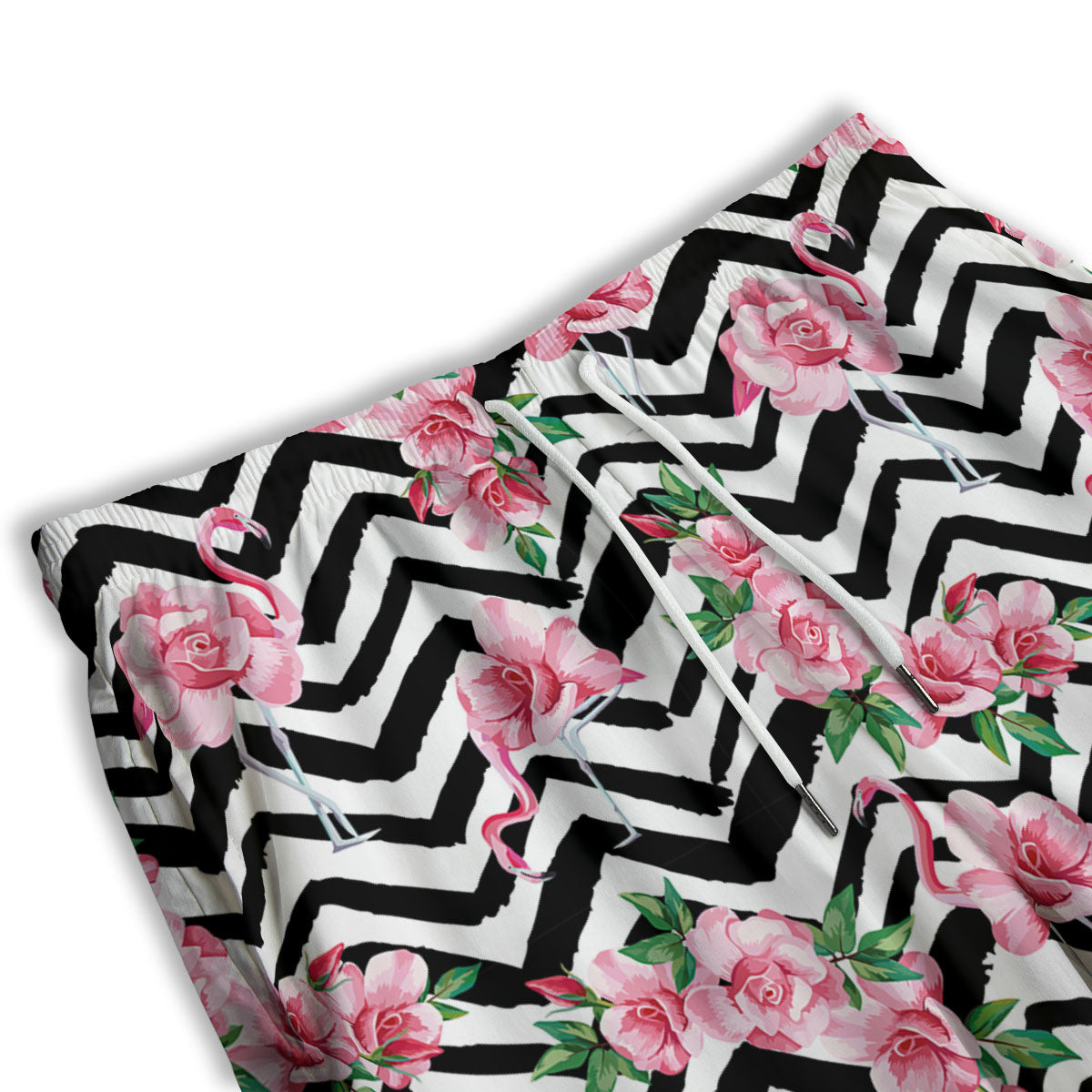 Rose Zigzag Pink Print Pattern Men's Athletic Shorts
