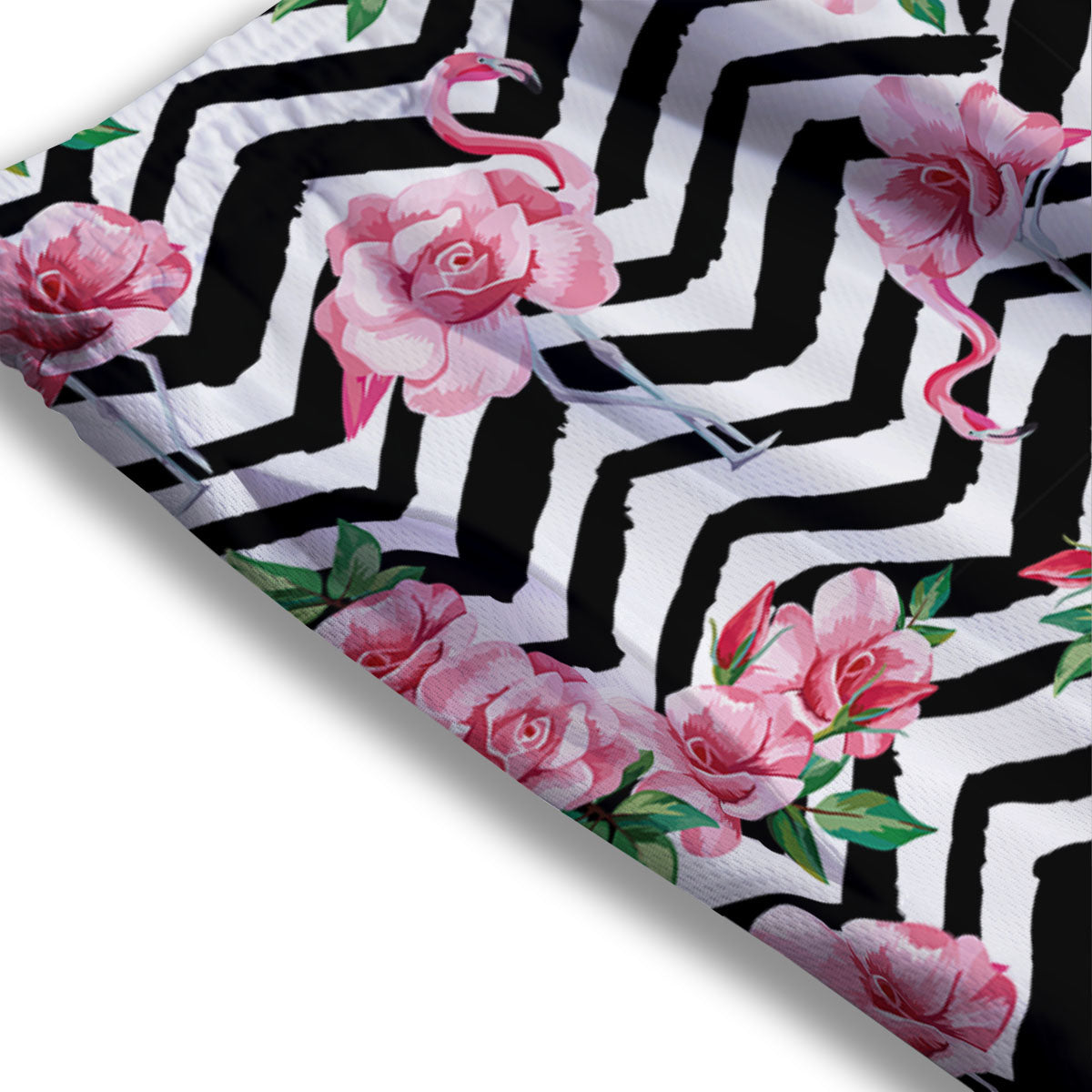 Rose Zigzag Pink Print Pattern Mesh Shorts