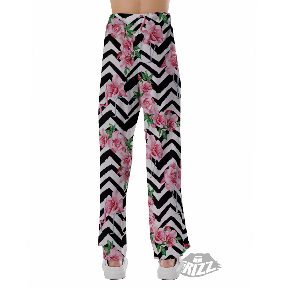 Rose Zigzag Pink Print Pattern Pajama Pants-grizzshop