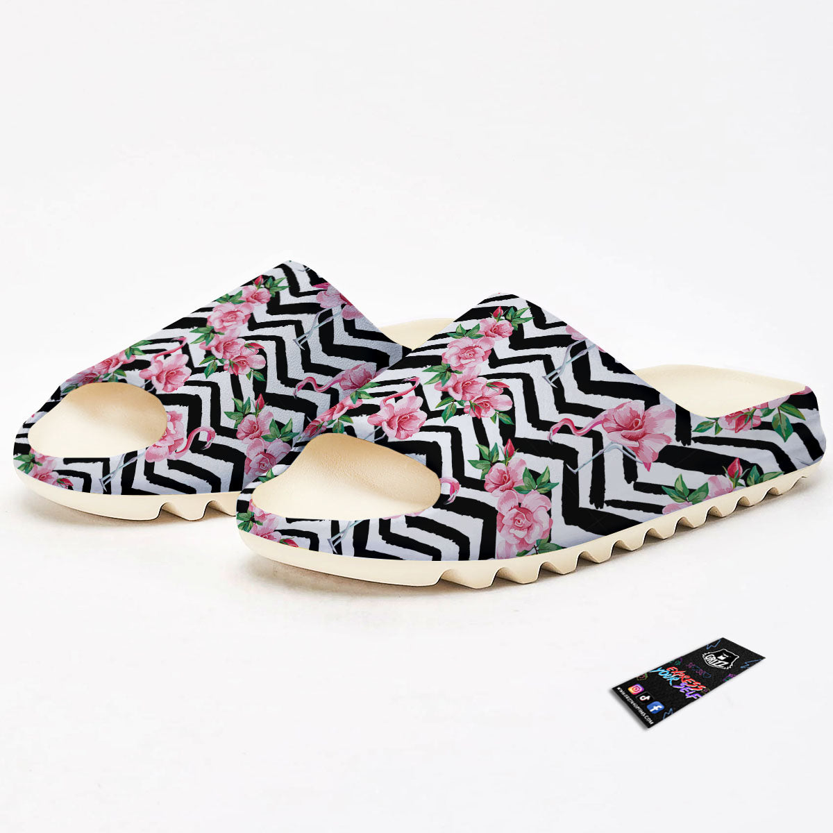 Rose Zigzag Pink Print Pattern Sandals-grizzshop