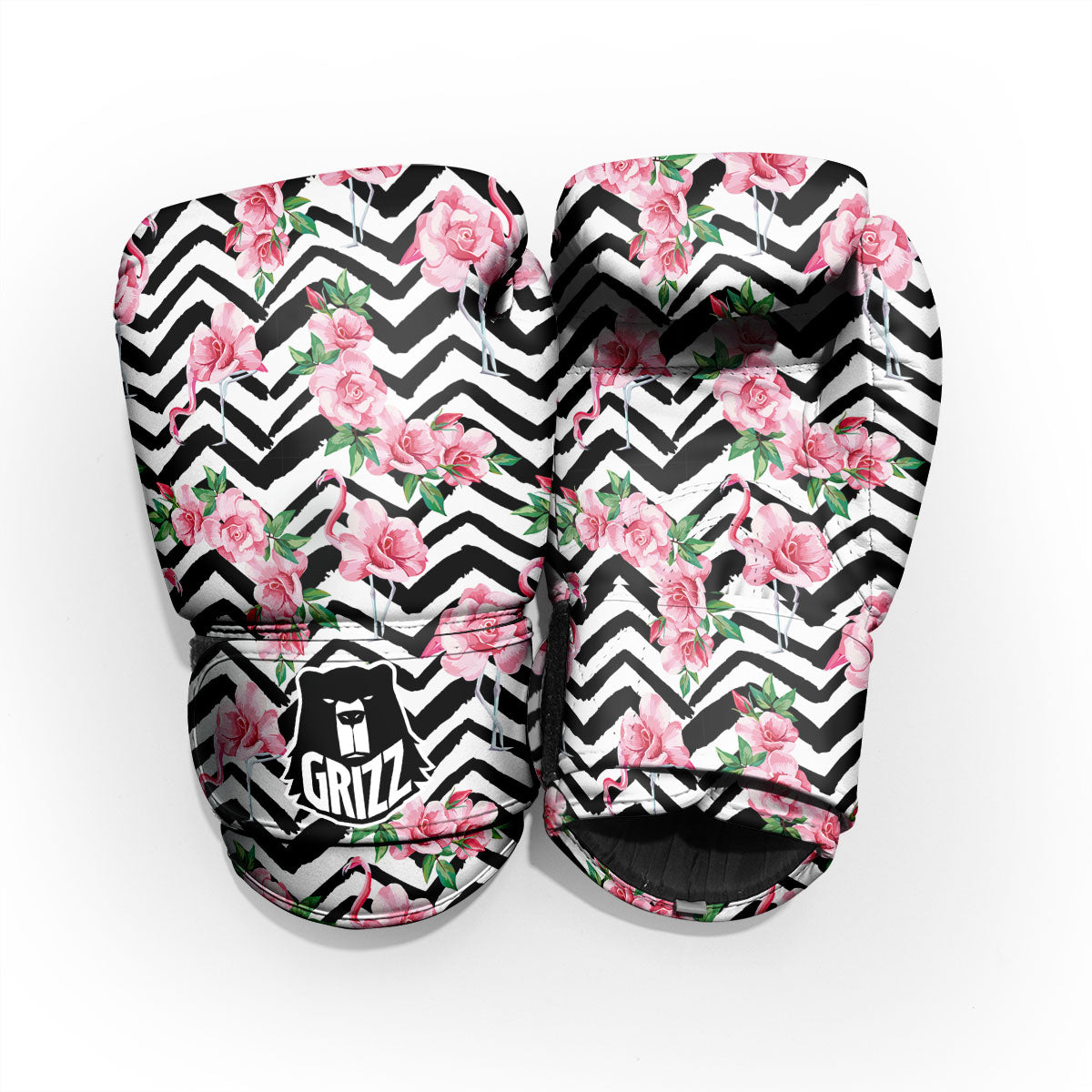 Rose Zigzag Pink Print Pattern Pro Boxing Glove