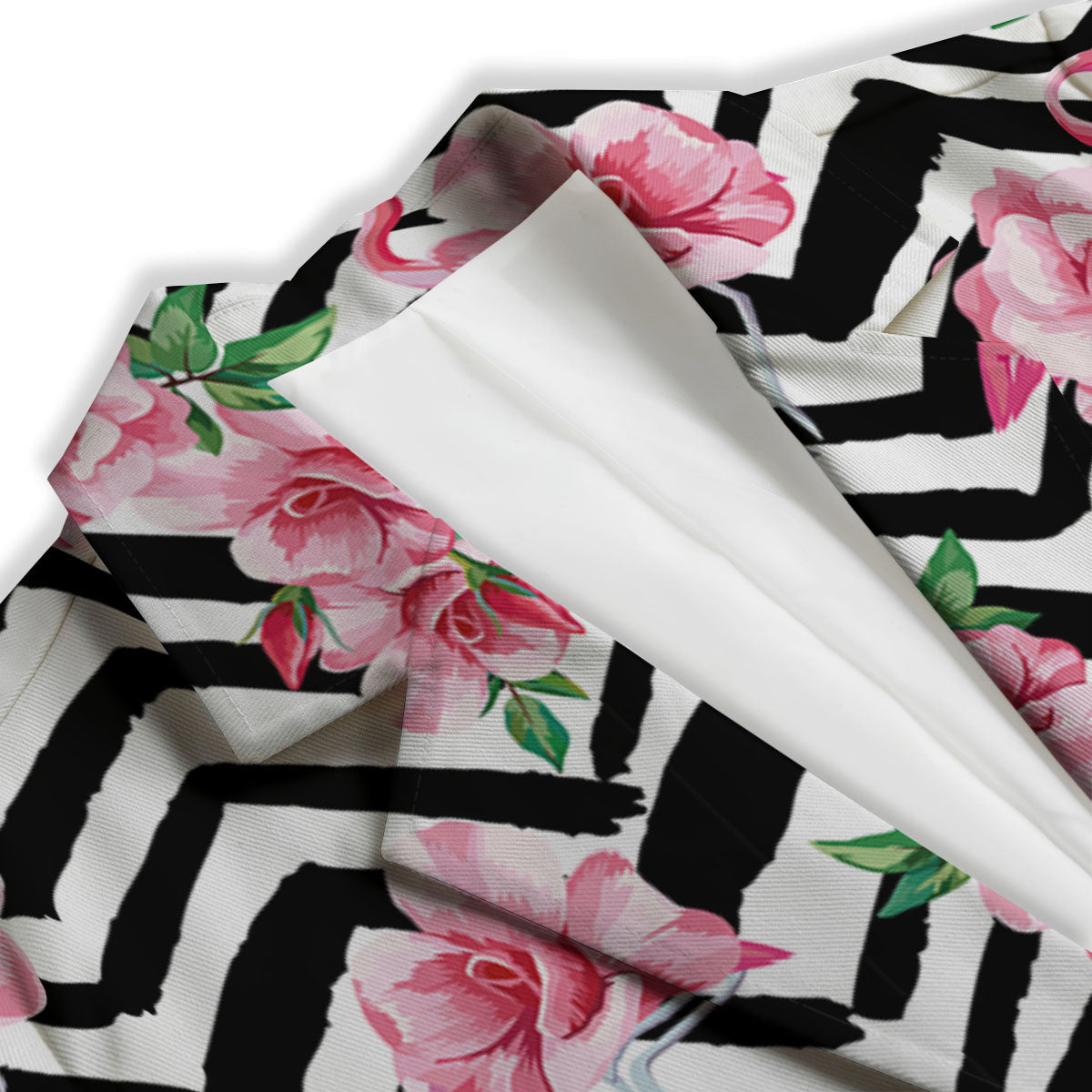 Rose Zigzag Pink Print Pattern Women's Blazer-grizzshop