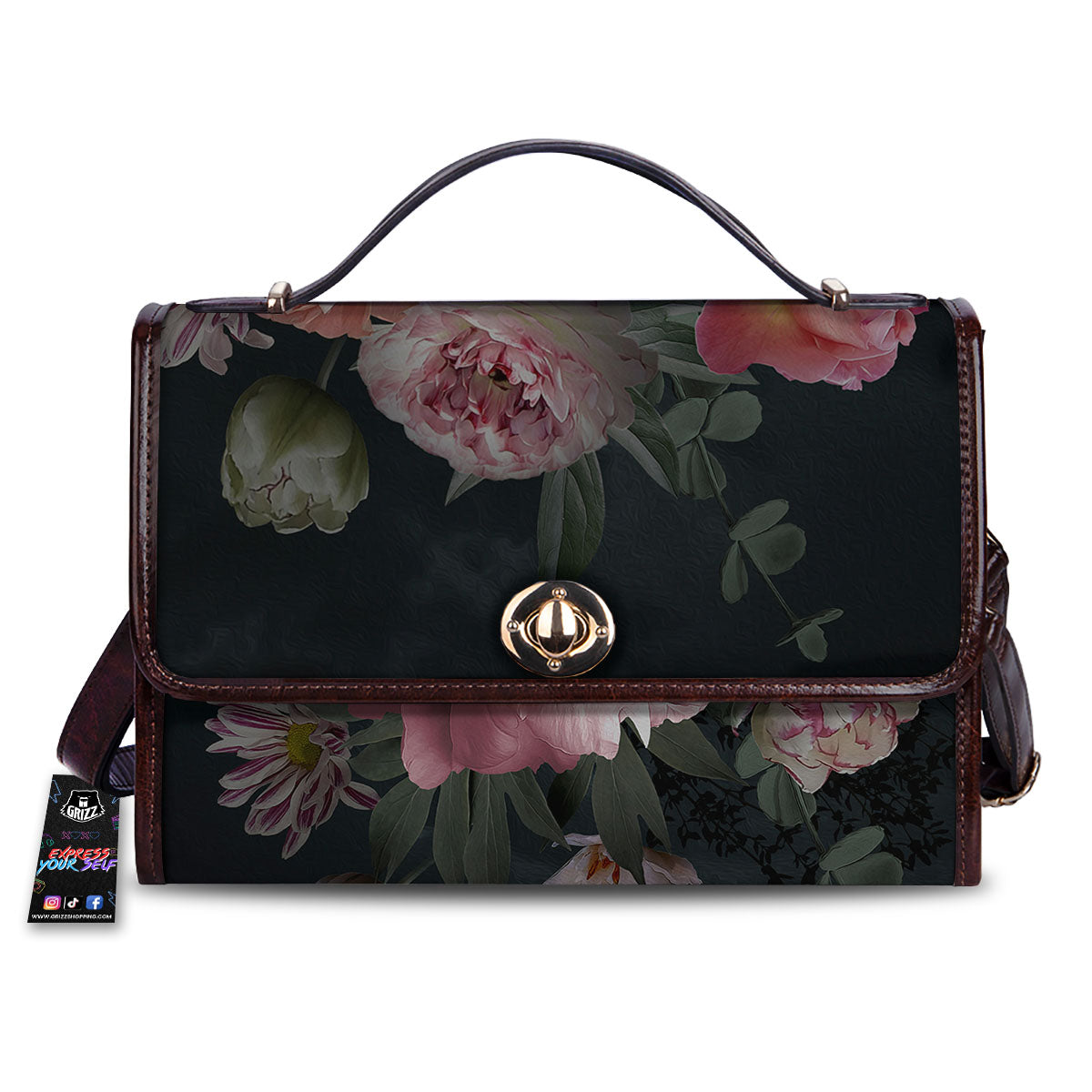 Rose And Peony Print Women's Satchel Bag