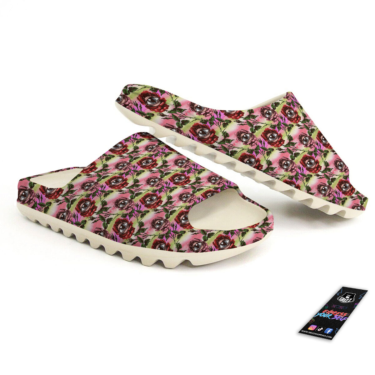 Rose Eyeball Print Pattern Sandals-grizzshop