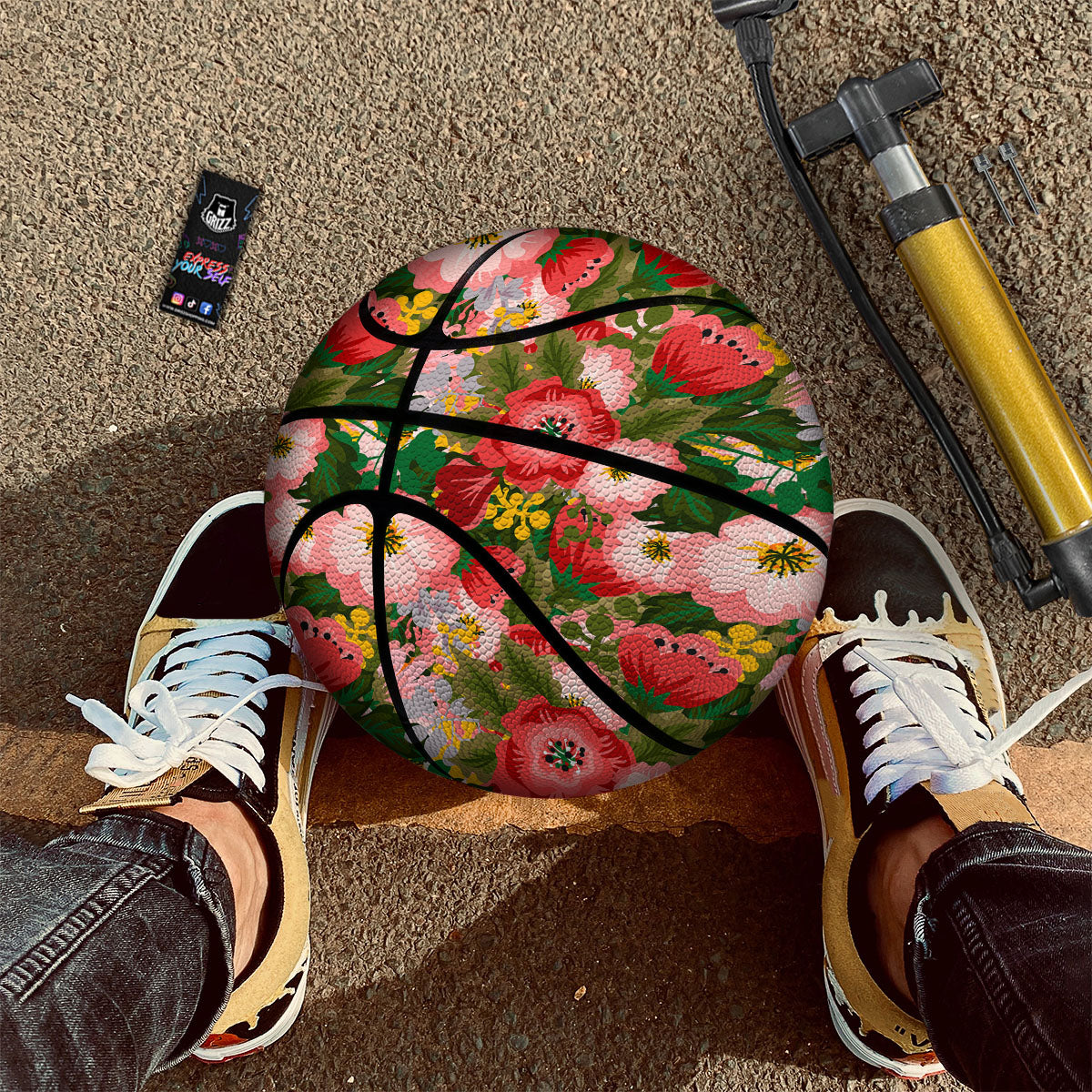 Rose Floral Pink Vintage Print Pattern Basketball