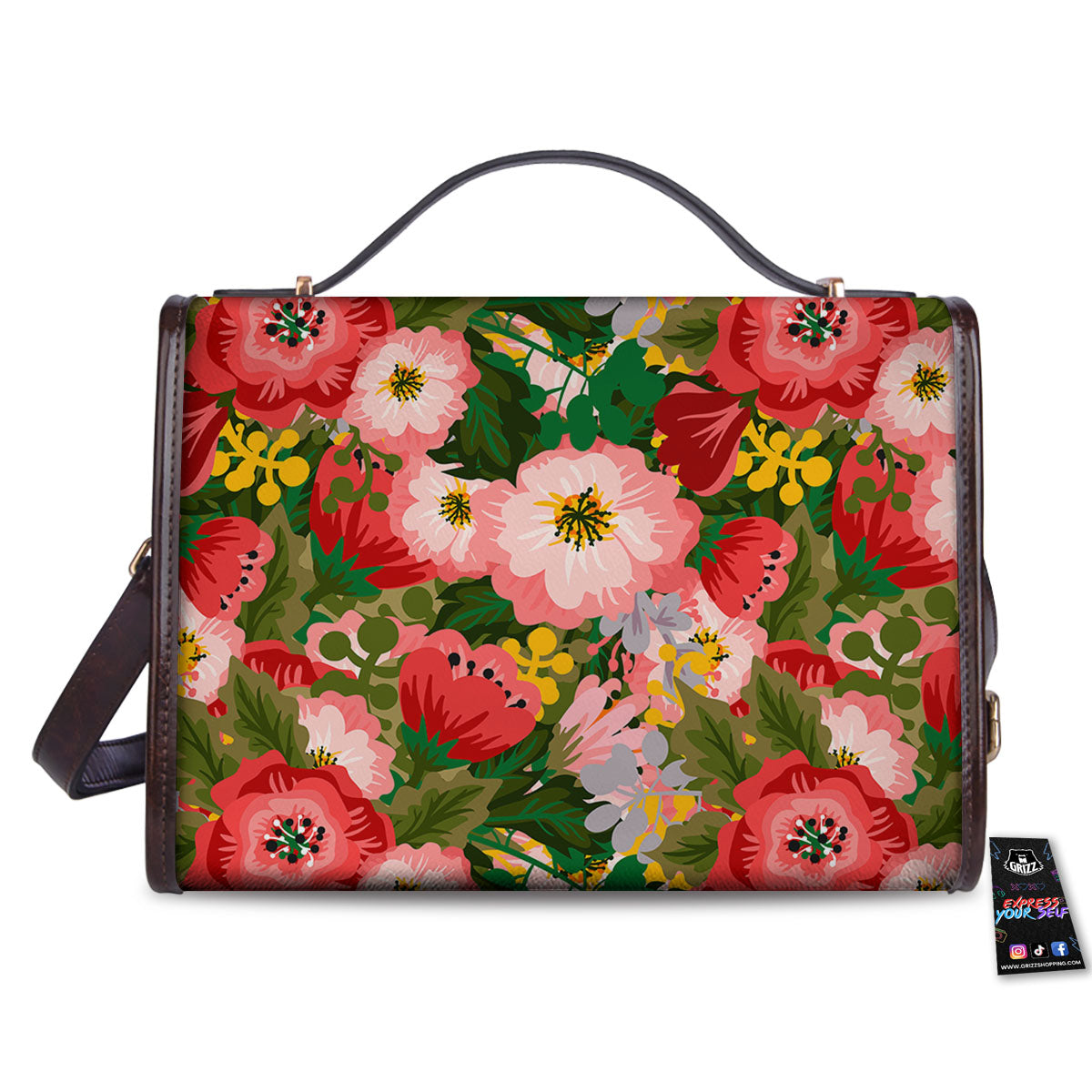 Rose Floral Red And Pink Print Pattern Women's Satchel Bag