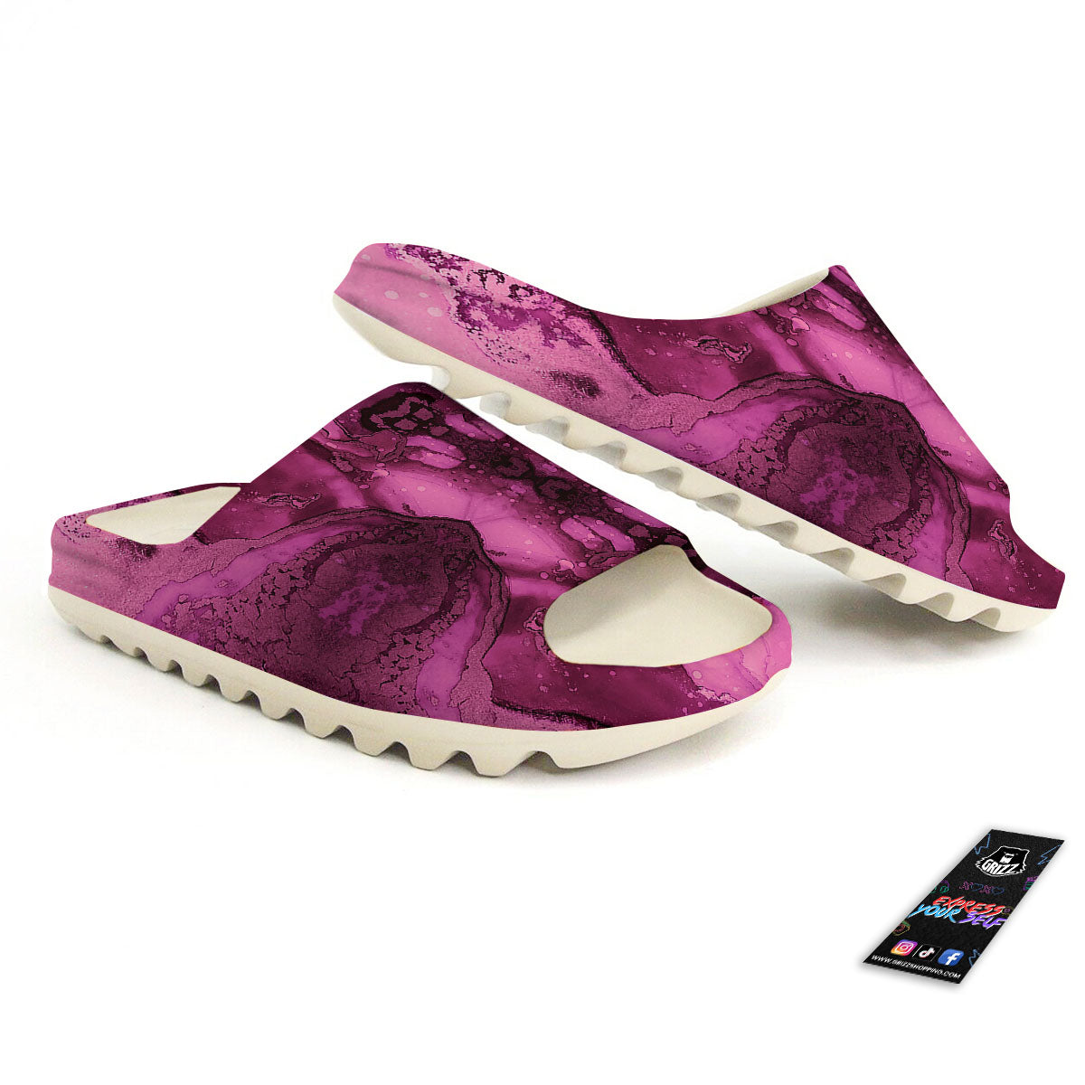 Rose Kaleidoscope Pink Print Sandals-grizzshop